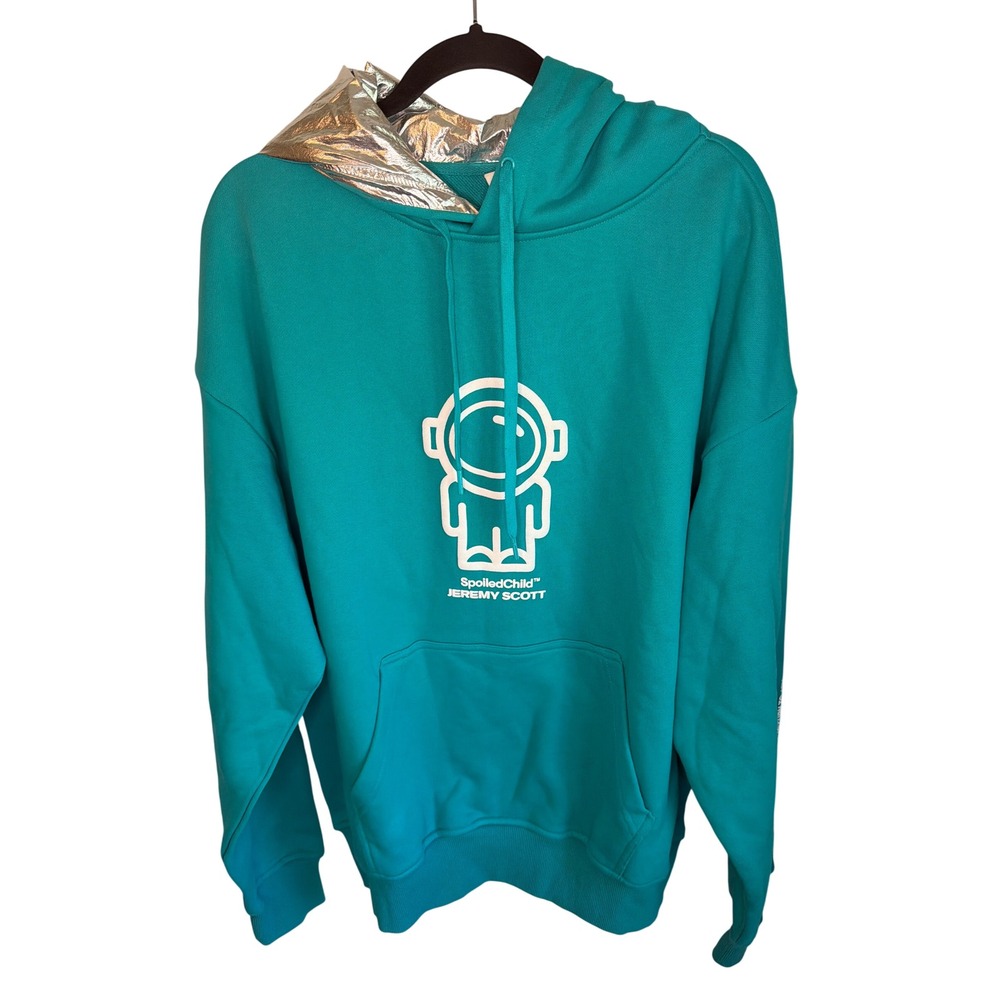 Jeremy Scott x SpoiledChild Teal Astronaut Hoodie Silver Metallic Hood Lining M